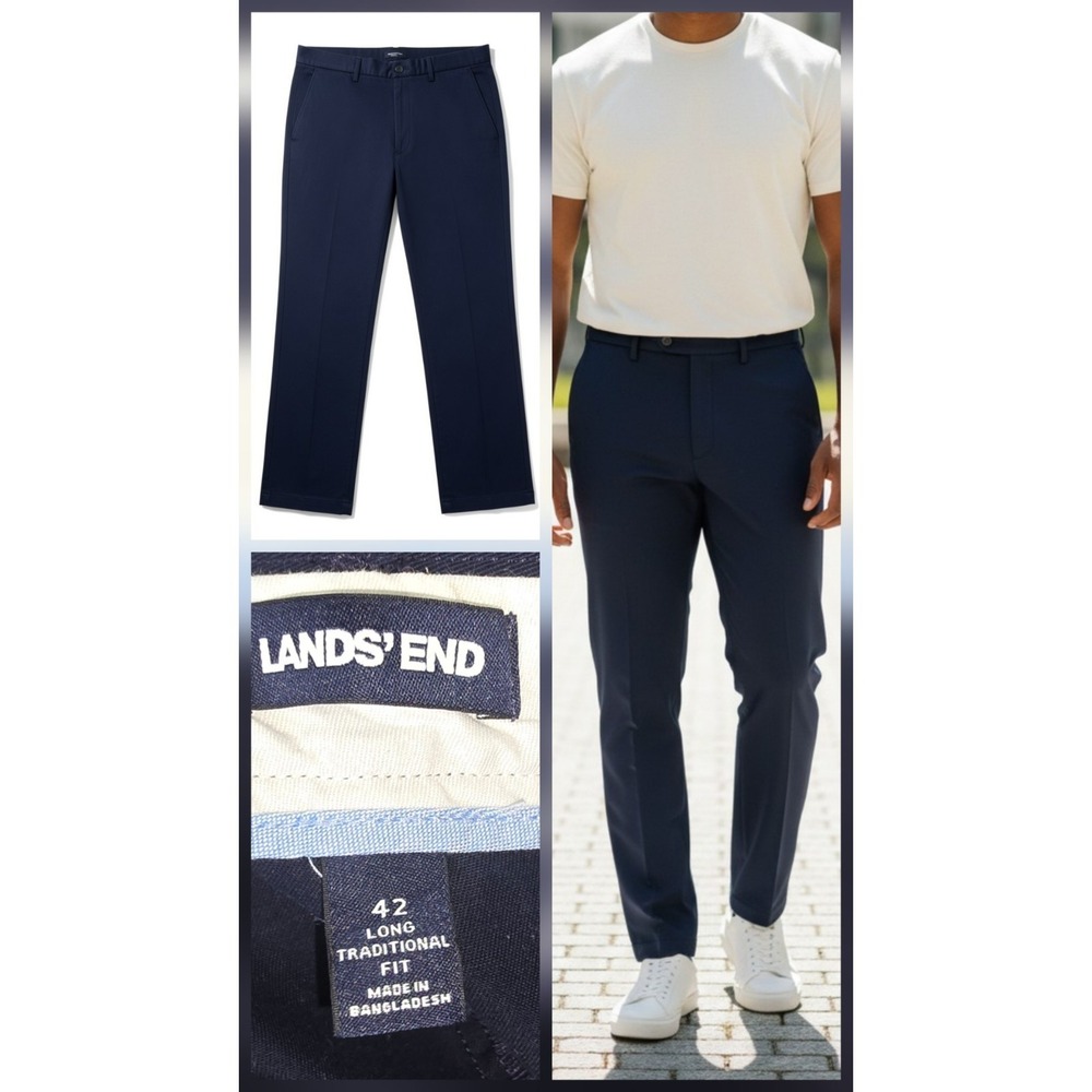Lands End 2 Long Traditional Fit Mens 40x34 Pants Long Utility Work Dress